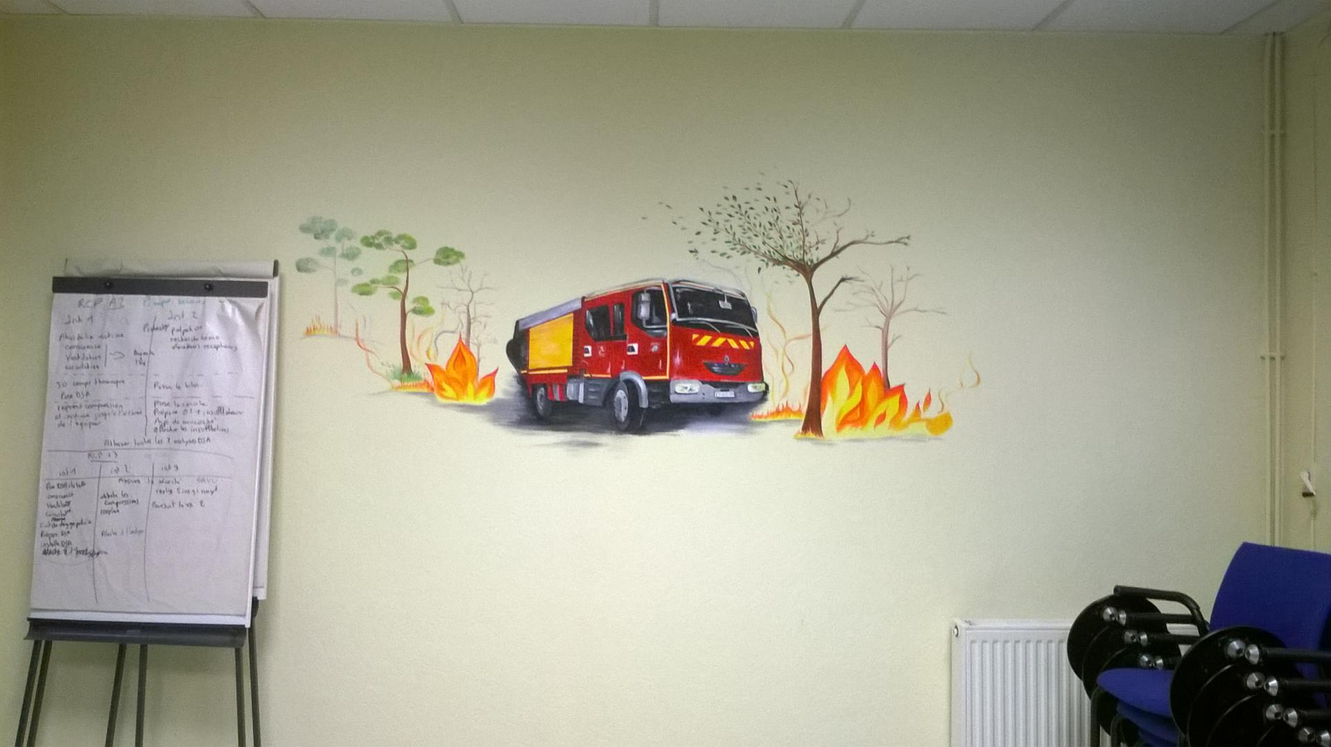 Fresque murale chez les pompiers de Cormeilles